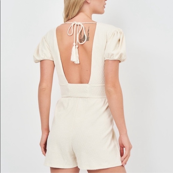 Zara Cream embroidered romper jumpsuit - Picture 3 of 7